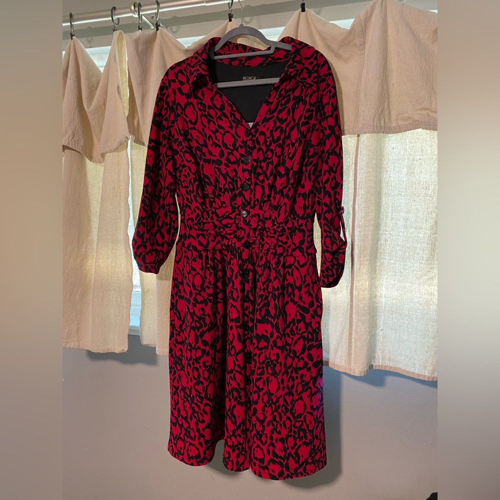 IGIGI Red leopard print dress 16 W